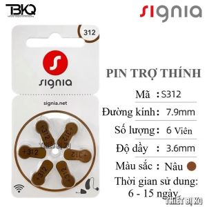 Pin Máy Trợ Thính Signia 312 PR41 - Dùng cho máy trợ thính RIC máy trong tai ITC-ITE