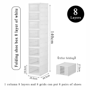 Shoe Rack and Organizer Shelf - Foldable Transparent Shoe Box No Installation Required Cabinet Alternative #XH001