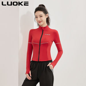Luoke jogging women Long-sleeved Slim New Stretch All-match Jacket Sports Quick-drying Running Yoga Top training jacket