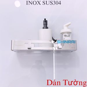( Hàng Dày Khoan Tường Dán Tường ) Kệ Góc Đựng Chai Dầu Gội Giá Để Đồ Nhà Tắm INOX SUS304 SHINRAI 2 Tầng