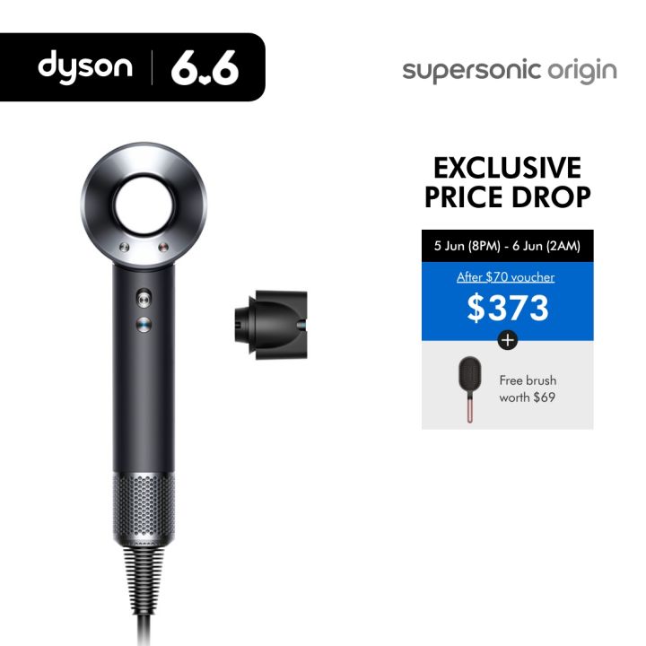 [6.6 Specials] Dyson Supersonic Origin Hair Dryer HD08 Lite with Complimentary Paddle Brush worth $69 | Powerful & Fast Drying | No heat damage