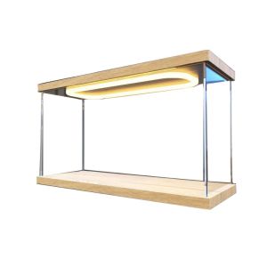 RBJ4 Dustproof Clear Acrylic Display Case Ring Light Stackable Storage Box with LED Lights Convenient Warm Light Doll Display Cabinet Car Model