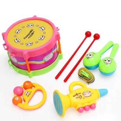 Jazz Drum Set Baby Ringing Double Sided Hand Clamping Drum Percussion Instrument Early Education Music Drum Toy