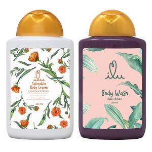 Bộ kem dưỡng thể và sữa tắm Body Wash & Cream ILU 300ml làm sạch sảng khoái làm dịu nuôi dưỡng dưỡng ẩm da từ thực vật của Mỹ
