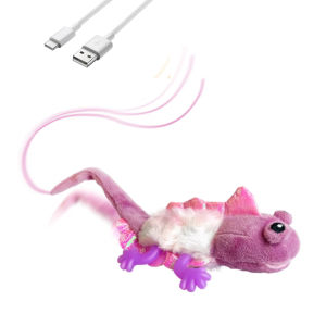 Migipaws Interactive Cat Toys Touch Activated Flapping Chirping Lizard with Catnip Rechargeable