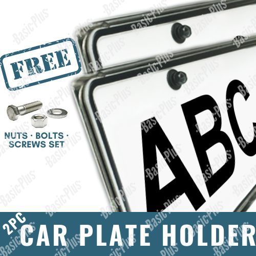STAINLESS CAR PLATE HOLDER, BRACKET WITH FREE BOLTS and NUTS for plate