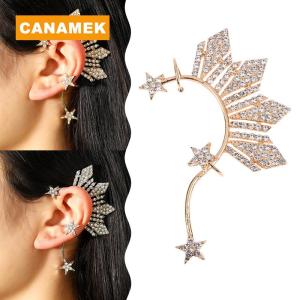 【CANAMEK】 1Pc Rhinestone Star Ear Clips Non- Ear Cuff Clip Jewelry Catriona Gray Miss U Ear Cuff Inspired Three Stars And The Sun
