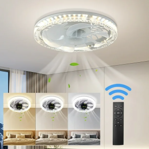 Inverter Ceiling Fan With LED Light 2 IN 1 Ceiling Light With Fan Ceiling Fan Light with Remote Control And 3 Color 7 Blades Smart Celling Fan