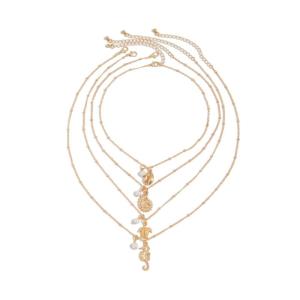 4 cái/bộ giản dị kỳ nghỉ Dây chuyền cổ lấy cảm hứng từ Độ dài có thể điều chỉnh vòng cổ với biển quyến rũ và Clasp đóng cửa