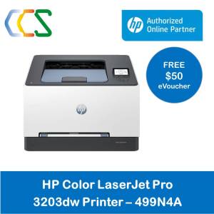 New Launch HP Color LaserJet Pro 3203dw (499N4A) | Free $50eCapitaVouchers | Print only | Wireless | Automatic duplex printing  - use HP Toner 222A Black Cyan Yellow Magenta 222X