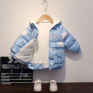 BABYFINE เสื้อคลุมเด็กชเสื้อคลุมผ้าฟลีซหนา ชุดกันหนาวเด็ก2-6ขวบ เสื้อผ้าที่อบอุ่นสำหรับทารก เสื้อแจ็คเก็ตเด็ก เสื้อแจ็คเก็ตดาวน์เด็ก ชุดฮู้ดเด็ก