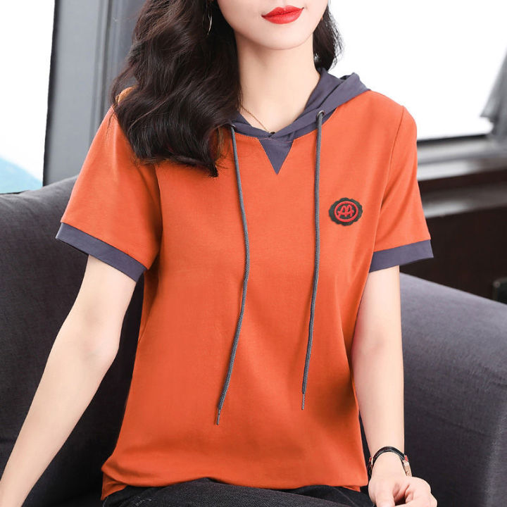 Women's Hoodie Short Sleeve T-shirt Summer New Casual Thin