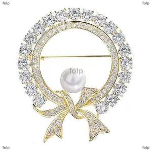[COD] folp Round White Cute Bowknot Brooches For Women Fashion Creative Luxury Alloy Anti-glare Lapel Clothes Fixed Pins