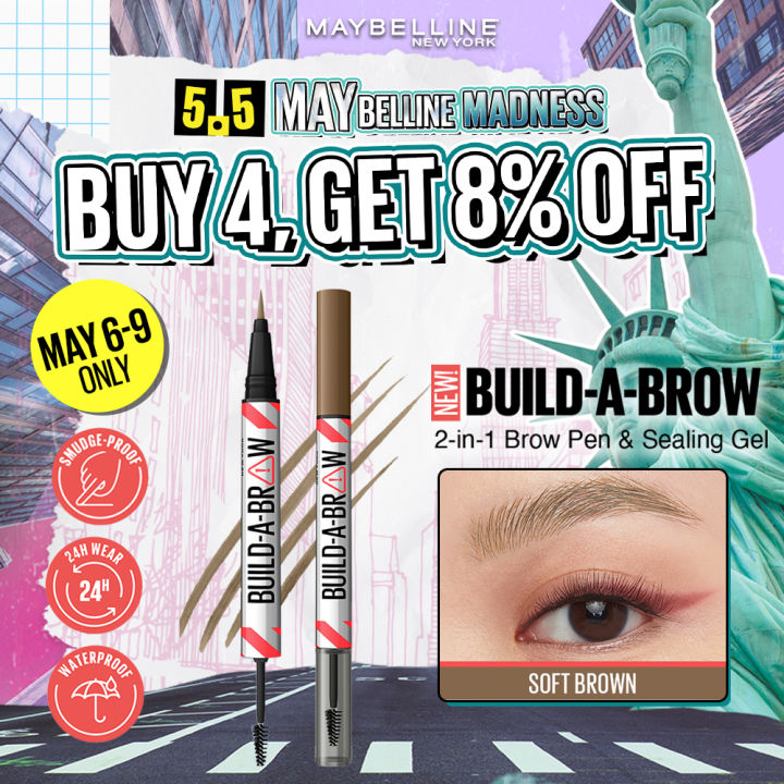 Maybelline Build-A-Brow 2-in-1 Brow Pen + Sealing Gel [ Waterproof ...