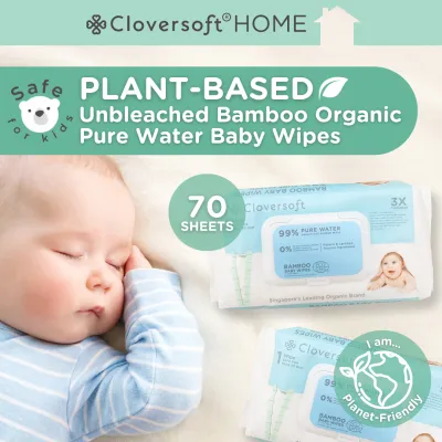 🏡Cloversoft Home 99% Pure Water Baby Organic Wet Wipes Newborn Infant Children Wet Tissue 3 packs x 70 Sheets