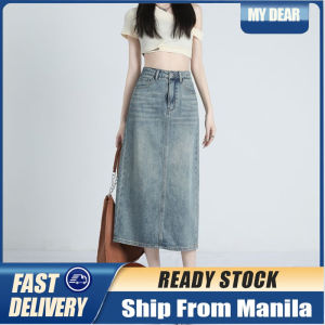 Womens Denim Skirt New Style Straight A-bag Hip Skirt Split Dress