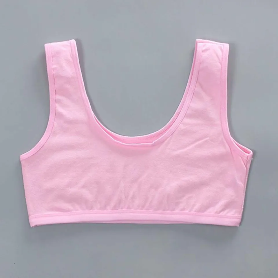 OVER Cute Puberty School girl Tube Top Smile Print Invisible Bra Training  Bra Female Students Intimates Teenager Underwear Tank Crop Top Kids  Camisole Teen Girls Sports Bra