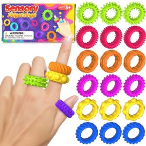 SIRENXI With Tips Sensory Fidget Rings Stretchable Enhancing Attention Silicone Sensory Ring Texture Unique Silent Decompressors Rings Children