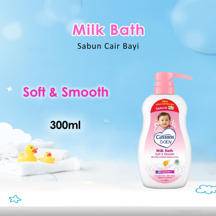Cussons Baby Milk Bath Soft Smooth 300ml Sabun Mandi Bayi Pump
