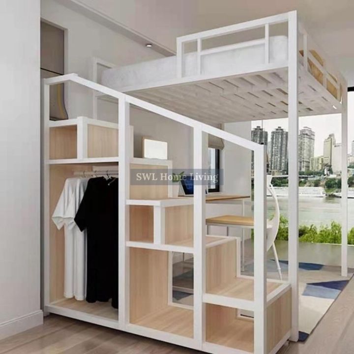 Loft Bed With Wardrobe Loft Bed Space Saving Dormitory Loft Bed With