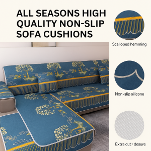 All Seasons High Quality Non-Slip Sofa Cushions Dustproof Home Fabric Sofa Seat Cushion Elegant Modern Simple Style Dustproof Cat Scratch Resistant Machine Washable Tear Proof