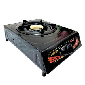 Progas PG-169 Kompor Gas 1 Tungku Teflon-Hitam % Silver Lapisan Burner Kuningan paling bagus - FSS