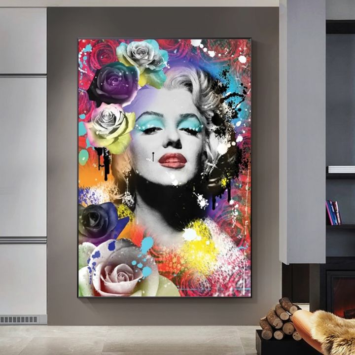 Marilyn Monroe Flowers Pop Art Prints Canvas Painting On The Wall ...