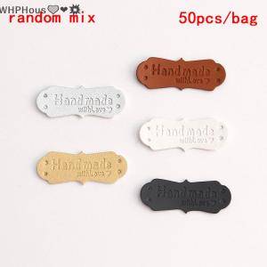 WP💓💛💖 50Pcs PU Leather Tags Handmade With Love Labels Sewing Craft DIY Knittin Tags