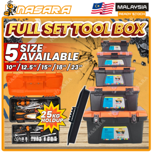 Nasara ~ Full Set Orange Metal Buckle High Quality Plastic Pvc Tool Box 2 Layer Tray Compartment Diy Multipurpose Box