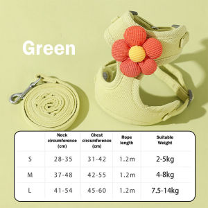 POODEE Cat Dog Japanese Flower Harness Set Small Medium Dogs No Pull Harness Leash Set Easy Walk Pet Harness Running