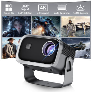 Salange P28B Projector Android 14.0 Air Play/Mriacas/WIFI Display 360°Adjustable ±45° Keystone Correction Smart TV 720P Cinema Outdoor Movie Electronic Focus Excellent Sound