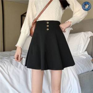 💥[Q051] Chân váy XÒE màu trơn MỊN PHỐI NÚT dáng ngắn có chun hàng Quảng Châu xinh xắn - L2M