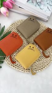 Royal Bagger Organ Multi-card Slots Card Holder Genuine Leather Cute Cat Coin Purse Classic Zipper Wallet for Women 1879