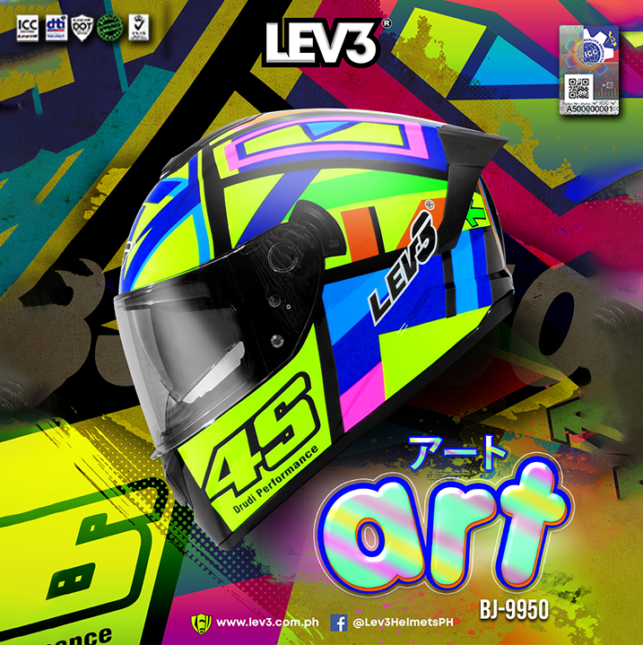 [ BUY 1 TAKE 1 ] Lev3® FullFace Dual Visor BJ-9950 ART Motorcycle ...