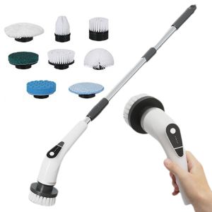 ELITEDEALSHUB 5 Speeds Electric Spin Scrubber 9 in 1 Replaceable Brush Heads Kitchen Cleaner Adjustable Extension Handle Shower Cleaner Brush for Home