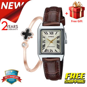 【2YEARS WARRANTY】Casio Women Quartz Waterproof Fashion Elegant Watch Leather Quartz Square Ladies Wristwatch LTP-V007