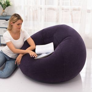 Large Inflatable Sofa Chair Bean Bag Flocking PVC Garden Lounge Beanbag Outdoor Furniture Camping Backpacking Bags