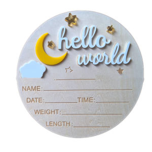 【Comfortable House】 COD กระดานไม้แจ้งเตือนทารกแรกเกิด Hello World น่ารักประกาศคลอด