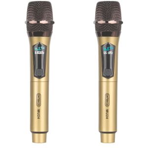 Bộ 2 micro  karaoke mu24 không dây uhf kết nối xa hút âm tốt sử dụng pin sạc tiện lợi tương thích loa kéo âm ly