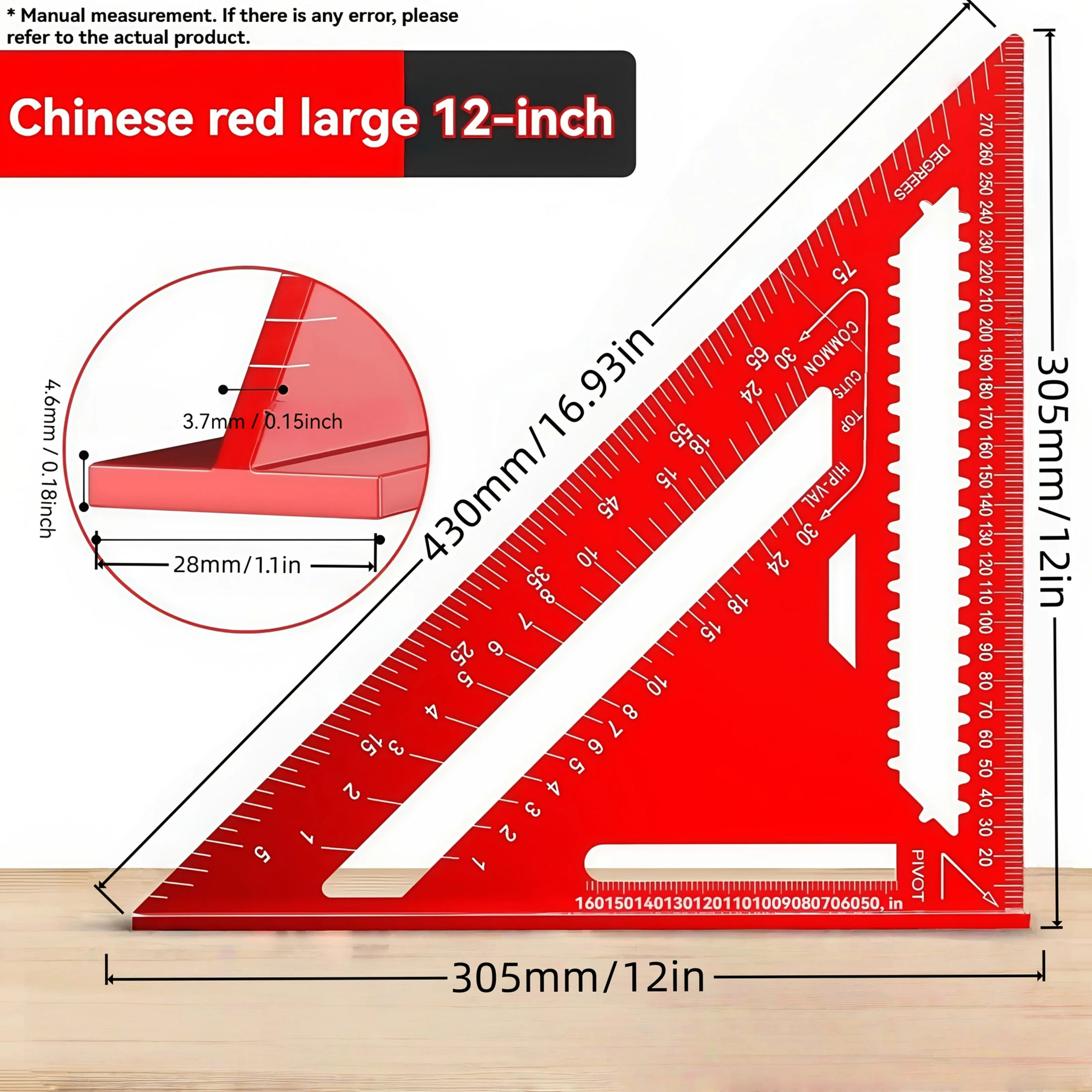 Hot sales [Precision Ruler] Precision 12-Inch Red Aluminum Alloy ...