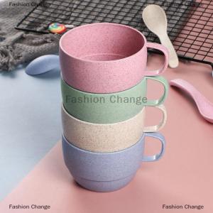 [COD] Fashion Change Nordic Style Plastic Tea Cup Coffee Tea Milk Drink Cup Eco-friendly Reusable Wheat Straw Cup Travel Bathroom Toothbrush Cup
