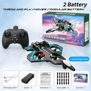 2.4GHz Remote Control Airplane Fighter Jet RC Plane LED 360° Flip Hover Flying Toy for Boys and Kids