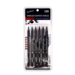 Pensil Grafit Tanpa Kayu 6PCS HB–EE ️ Set Pensil Lukisan Hitam untuk Sketching Shading Art Drawing Pelajar & Artis