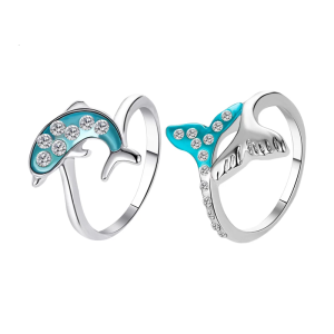 Marine Creature Themed Dolphin Rings CFade Proof Finish Sustainable Styles Accessory