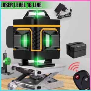 COD Cepat Laser level 16 line 4d Taffware HILDA pengukur dimensi cahaya hijau original With IndikatorLCD Remote -LD-515-HIJAU