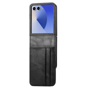 Slim Wallet Z Flip 7 Leather Case Back Cover Multi-Slot Card Holder ID Window Samsung Galaxy Z Flip7 Casing Hinge Protection Anti-Drop Durable Hard PC Phone Case Accessories