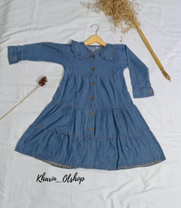 Dress anak perempuan dress midi anak untuk usia 2 sampai 12 tahun bahan soft jeans berkualitas