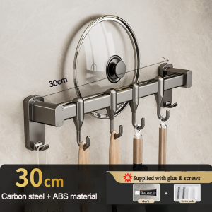 Kitchen Hook Punch-free Hanging Rod Spovel spoon Hanger Row Hook Multifunctional Wall-mounted Storage Knife Holter