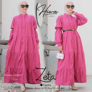 Gamis Wanita Casual Modern Zeta Maksi Dress Bahan Cotton Fashion Muslimah Dewasa | GOODSAJI HIJABSTUFF