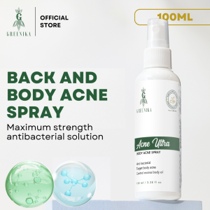 [ ACNE SPRAY FOR FACE & BODY ] Greenika Acne Ultra Body Acne Spray for Acne Prone and Sensitive Skin Use as Toner or Mist to Alleviate Stressful Itchy Skin Pocket Sized and Light on Skin Pimple Spray for Antibacterial Properties to Remove Acne